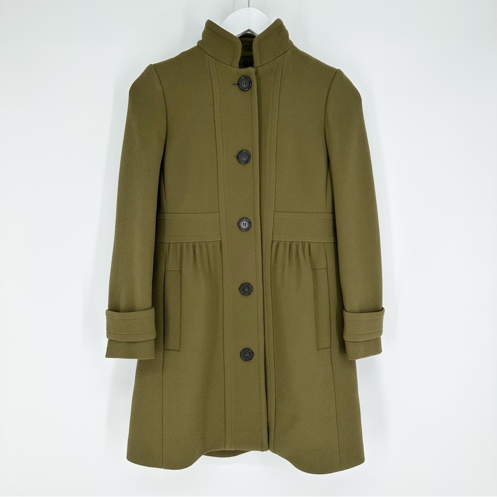 J. Crew Lady Day Double Cloth Wool Green Coat
